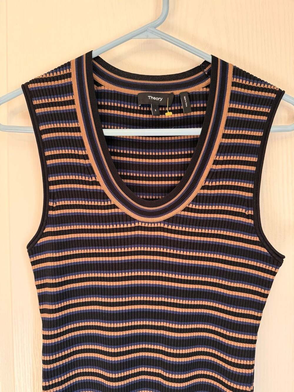Theory Striped Scoop-Neck Knit Tank Top - Picture 2 of 7